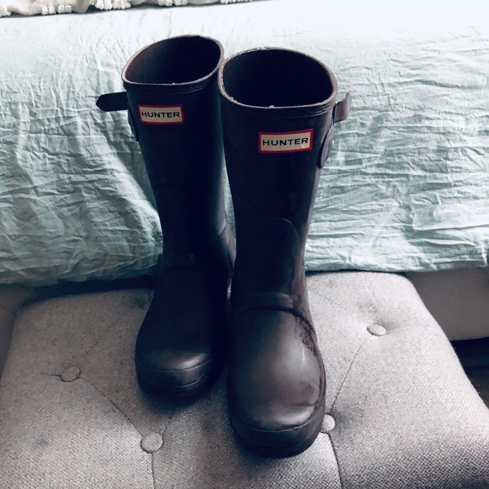 HUNTER brown boots matte